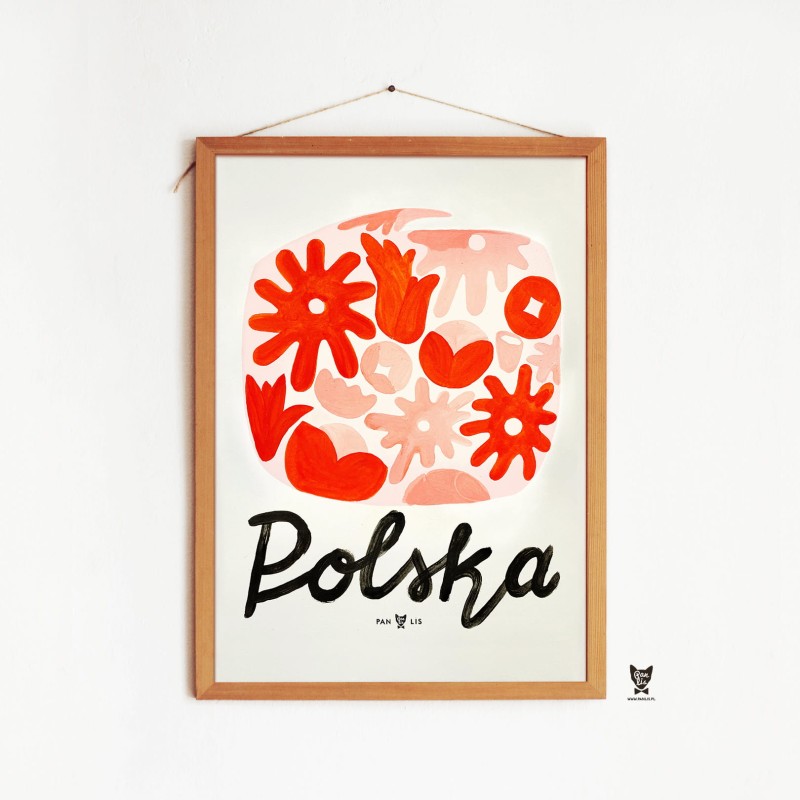 Plakat z napisem Polska Pan Lis Kasia Lisiak