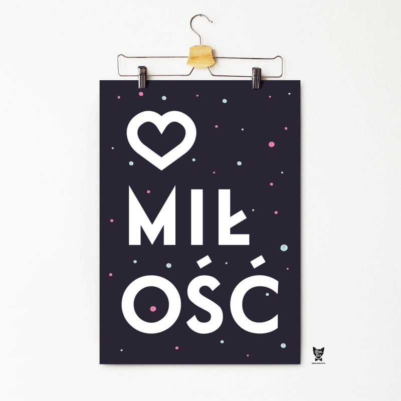 PLAKAT Z SERCEM I NAPISEM "MIŁOŚĆ"